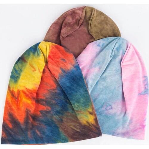 High Quality Women Men Hat Tie Dye Style Colorful Warm Ladies Autumn Winter Skullies Fashion Hip-hop Beanies Stretchy Cap