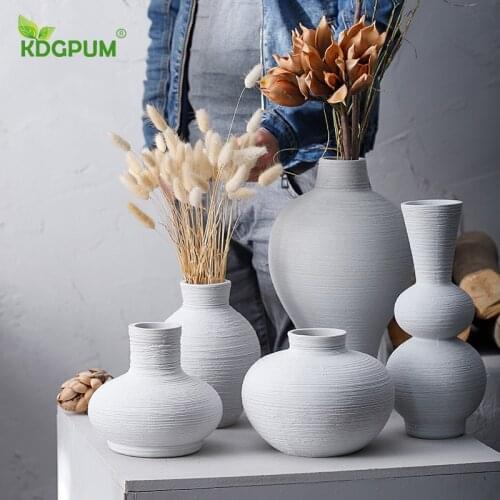 Modern Handmade Ceramic Vase Retro Simple Flower Nordic Dried Flower Desktop Decoration Home Decoration Decoration