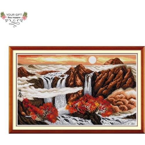 Your Gift F382 14CT 11CT Counted and Stamped Home Decor Sunrise In Autumn Needlework Needlepoint Embroidery Cross Stitch kits