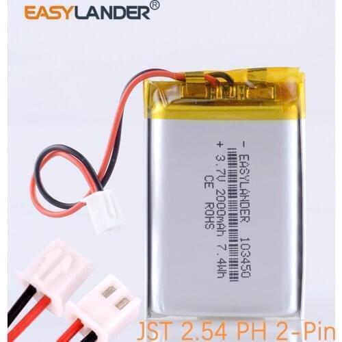 XHR-2P 2.54 3.7 v 103450 2000 mah аккумулятор для фонаря музыкальную колонку и всё заработало