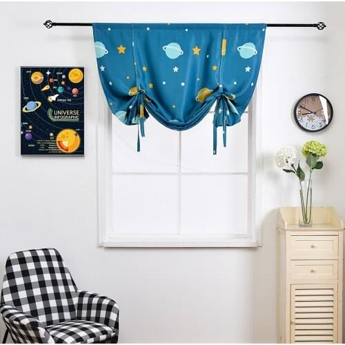 Cartoon Rod Style Roman Blackout Window Curtains for Kids Boys Living Room Bedroom Short Drapes Home Decor