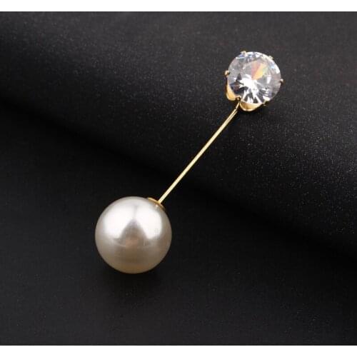1PC Charm Zircon Simulated Pearl Brooch Pins For Women Piercing Lapel Pin Suit Collar Round Crystal Brooch Jewelry Wedding Gifts