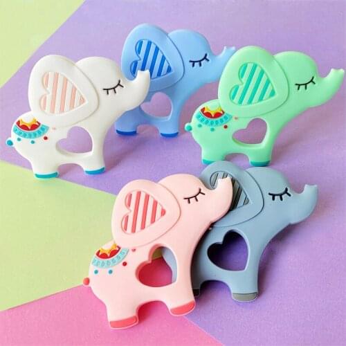 1PCS Elephant Silicone Baby Teether Cartoon Animal BPA Free beads Teething Necklace DIY Shower Food Grade Teether Chew Toy