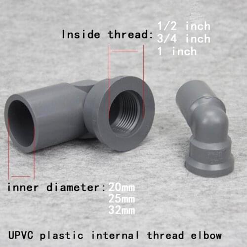 UPVC plastic internal thread elbow Widen Female Thread Elbow Connectors PVC Pipe Quick Joint Garden Irrigation Tube Parts 1 Pcs