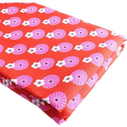 100% Cotton fabric 150x50CM Red Japanese style flower pattern for Patchwork Needlework DIY Handmade Accessories Decoration DIY
