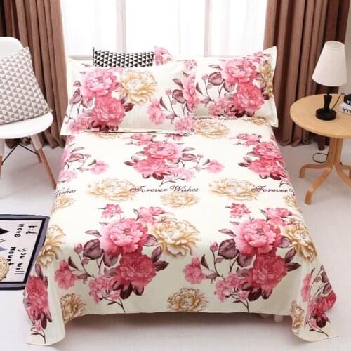 2021 Bedsheet Floral Colorful Queen King Size with Two Pillow Covers 100% Pure Cotton Double Bed Sheet Soft New Style