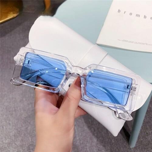 2021 New trend square design sun catwalk glasses transparent color personality street shooting sunglasses Oculos De Sol UV400
