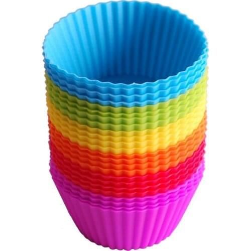 24PCS Silicone Baking Cups Cupcake Liners Muffin Cups Non-Stick Molds Reusable 6 Color