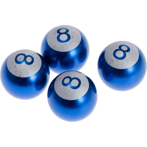 Blue 4pcs Car Wheel Tire Air Valve Stems Caps 8 Ball for Car Bicycle Motor