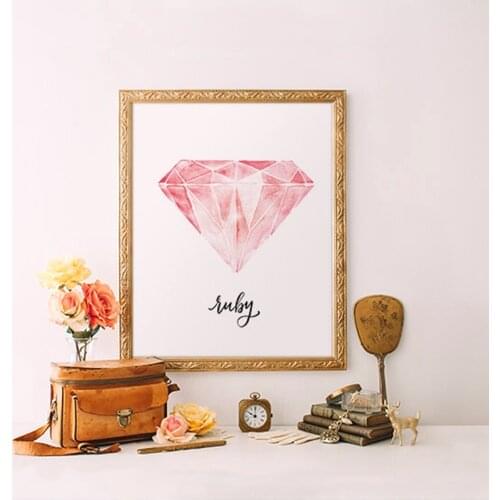 Watercolor Jewel Ruby Art Canvas Painting Wall Picture Gemstone Canvas Art Prints And Poster Home Room Wall Art Decor