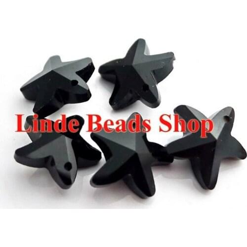 Free Shipping! Wholesale AAA Top Quality 14mm Crystal star fish pendant Black Jet colour 60pcs/lot SF004
