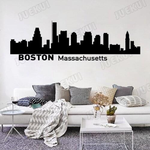 Boston Massachusetts Building Art Decoration Wall Stickers for Living Room Home Art Decor Vinyl Wall Decals Bedroom TA519