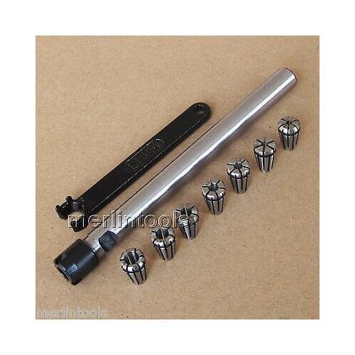 C10 ER8M 100L Collet Chuck Holder + 7PCs Precision ER8 Spring Collet Set+ Wrench