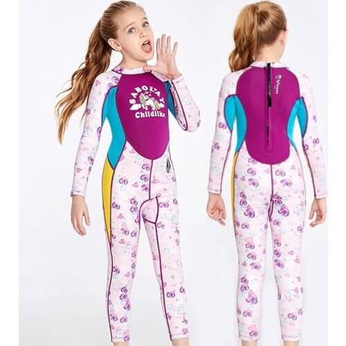 Children Swimsuit One Piece Beach Sun Protection Rash Guard Swimwear Girls With Sleeves Kids Surf Swimming Long Sleeve Swimsuit