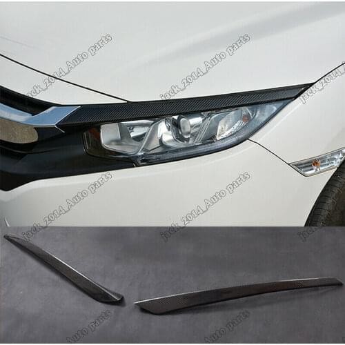 For Honda Civic 2016 2017 2018 2019 Real Carbon fiber Headlight Eyebrow Cover Moulding Trims
