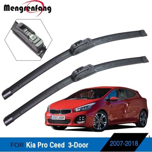 For Kia Pro Ceed Hatchback 3 Door Car Front Windscreen Wiper Blades Soft Rubber Wiper J Hook Arms 2007-2018