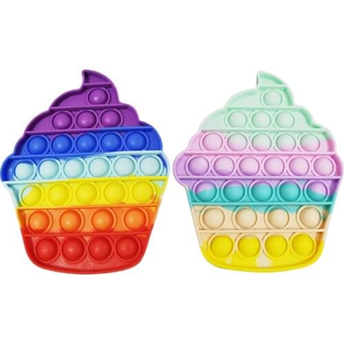 Ice Cream Push Bubble Sensory Toy Anti Stress Toys Rainbow Children Squishy Squeeze Toy Funny 2021 New Arrival