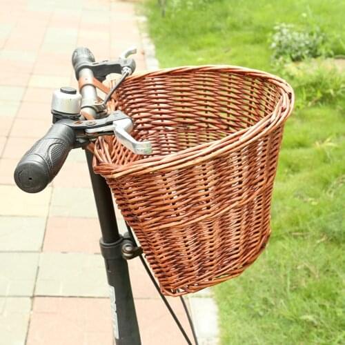 Bike Front Basket Vintage Rattan Bicycle Wicker Hand Woven Handlebar Cargo Storage Container Carrier Pannier Bag 2021 New