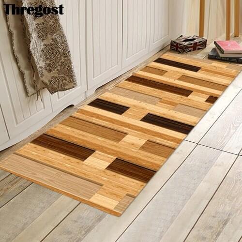 Thregost Wood Grain Printed Non-slip Bath Mat Microfiber Bathroom Mats Memory Foam Carpet Welcome Rug Kitchen Rugs Washable