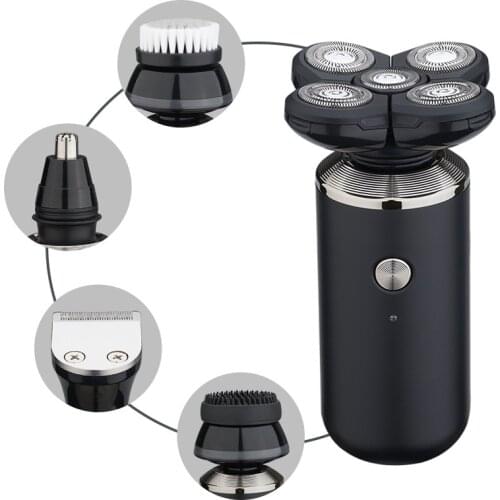 Li Kes New Lithium Electromagnetic Five-Blade Razor Bald Hair Clipper Rotary 4-Blade USB Rechargeable Razor Washing