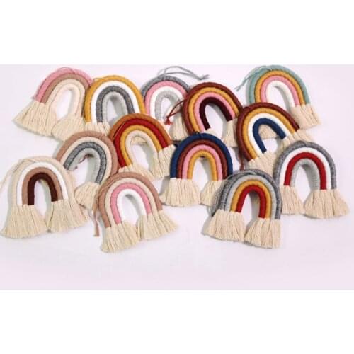 Macrame Rainbow Wall Hanging Decorative Colored for Boho Home Decor, Party Supplies, Baby Shower, Nursey Dorm Room