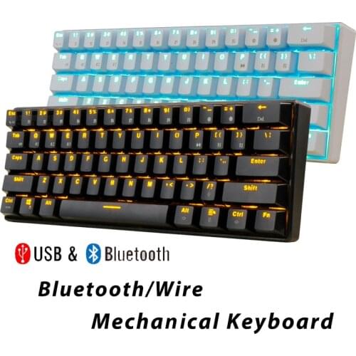 Bluetooth Mechanical Gaming Keyboards Slim 61 Keys RGB Single Backlit Backlight Support Wins/Android/iOS