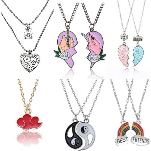 Fashion Heart Shaped Couple Tai Chi Rainbow Necklace For Best Friend Couple Lady Pendant Necklace Wholesale