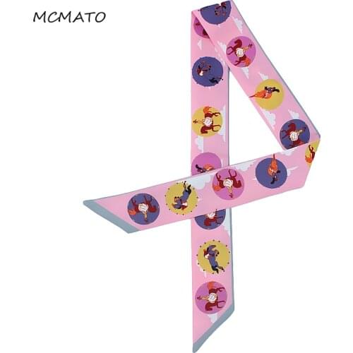 2019 Newest Scarf Horse Print Women Silk Scarf Handle Bag Ribbons Female Head Scarf Small Female Tie Long Scarves & Wraps