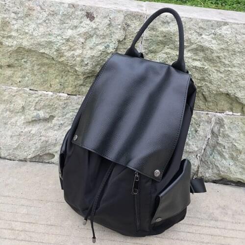 Women 2021 novelty big size black oxford pu leather backpack for female large capacity cool brief shoulder travel daypack bag