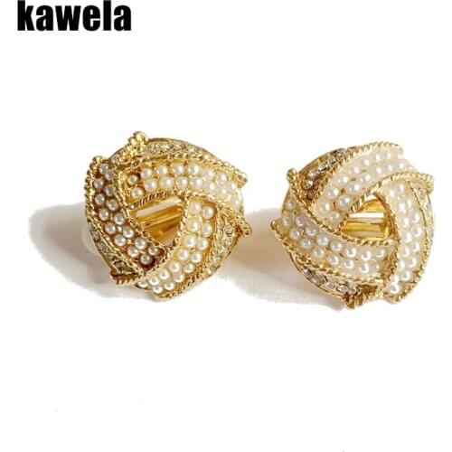 New Sweet Elegant Small Pearl Crystal Fashion Alloy Clip Earring