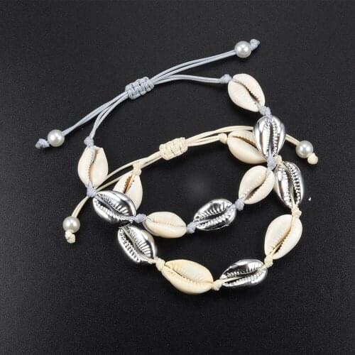 Gold Color Shell Bracelets for Women Braid Rope Chain Cowrie Bracelet Beads Charm Bracelet Bohemian Hawaii Beach Jewelry Gift