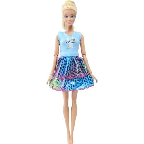 Wholesale 5 Pcs Princess Doll Dress Cute Pattern Rabbit Summer Daily Casual Wear Mini Gown Clothes for Barbie Doll Accessories