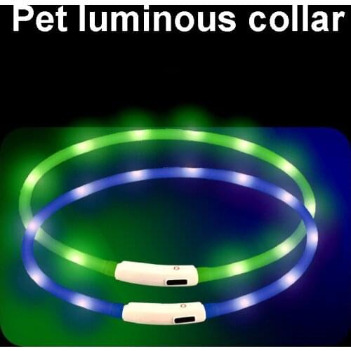 USB Charging Led Dog Collar Flash Night Safety LED Glow Pet Supplies Cat Collars Dogs Can Be Freely Cut Pet products 1*70cm