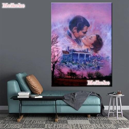 Full squareRound 5D Diy Diamond Painting Movie poster Gone with the wind Diamond Rhinestone Embroidery Home Decor Gift