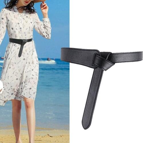 2020 Fashion Female Belt for Women Red Bow Design Thin PU Leather Jeans Girdles Loop Strap Belts Black Dress Coat Accessories