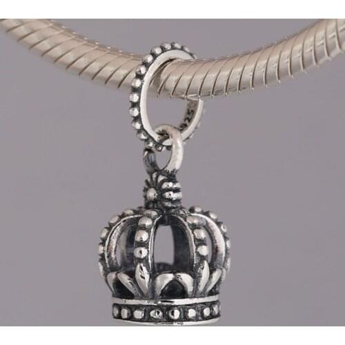 S925 Silver Pendant DIY Jewelry Noble Splendor Crown Dangle Charm fit Lady Bracelet Bangle Girl Gift