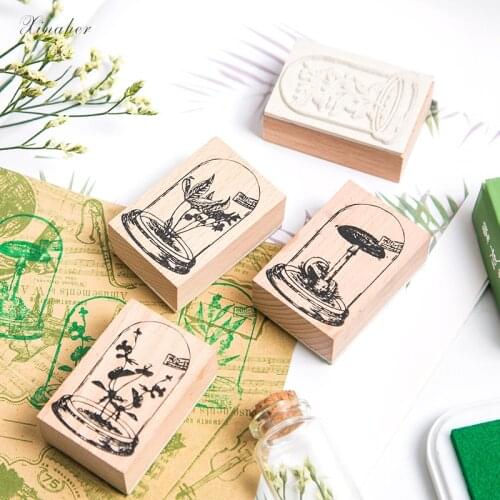 Plant series wood stamp Wishing Bottle Plants wooden rubber stamps for scrapbooking Handmade card diy stamp Photo Album Craft