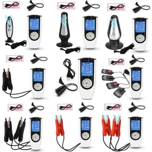 Strongest BDSM Power Box Kit,Electro Shock Anal Vaginal Plug Masturbator Electro Stimulate Nipple Clip/Pad,Sex Toy For Women Men