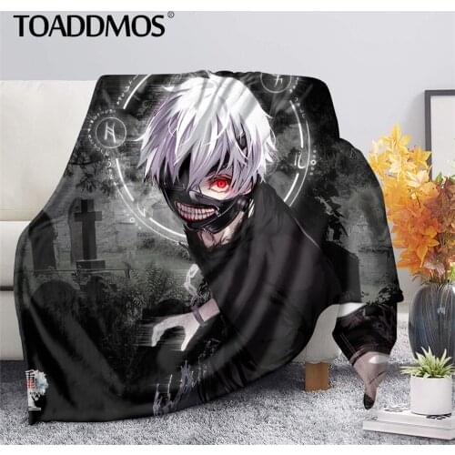 TOADDMOS Japan Tokyo Ghoul Anime Bedroom Throw Blanket for Kids Boys 11 Cartoon Men Thin Quilt Blanket on Bed Sofa Bedding