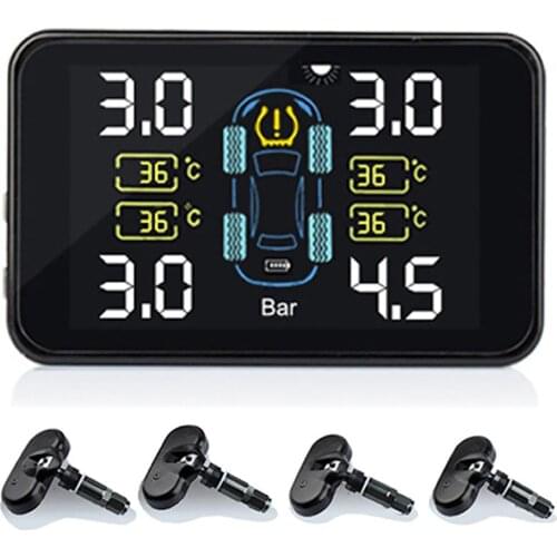TPMS Built in External Sensors Solar Charg Automatic Poweron Adjustable Temperature Pressure Unit For All Models Of 6.8Bar Below