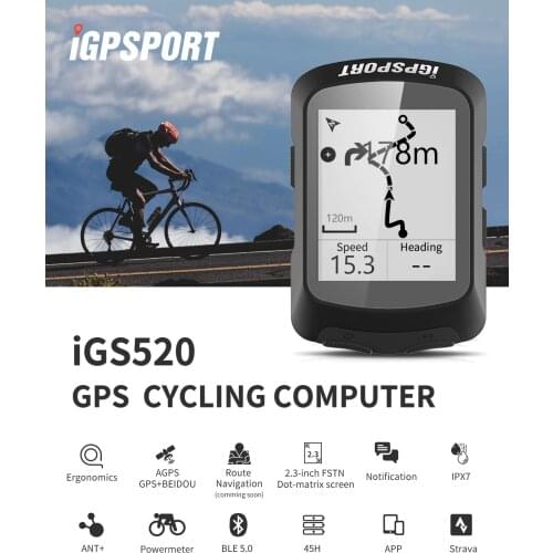 IGPSPORT IGS520 GPS Cycling Computer have ANT+ built-in accelerometer bluetooth 5.0 smart notification