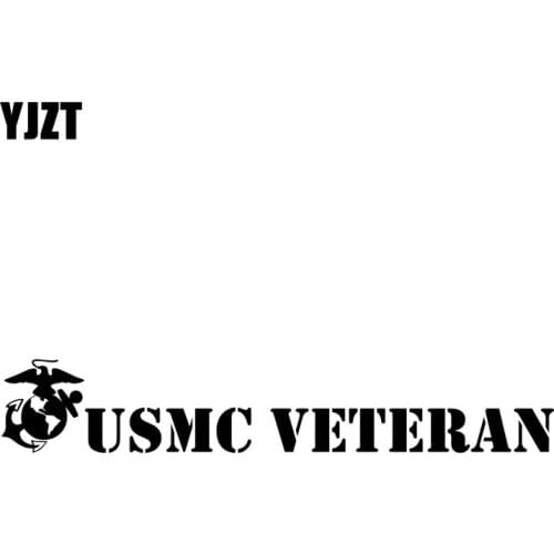 YJZT 14CM*2.4CM USMC United States Marine Corps Veteran Car Sticker Vinyl Decal Black/Silver C3-0091