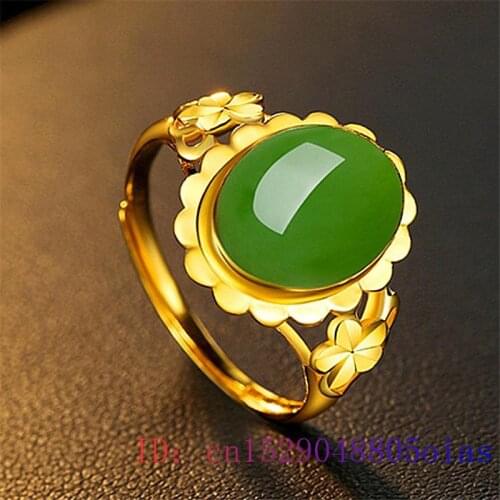 Green Jade Ring Gifts Natural Amulet Women 925 Silver Zircon Crystal Gemstone Men Chalcedony Jewelry Charm Fashion