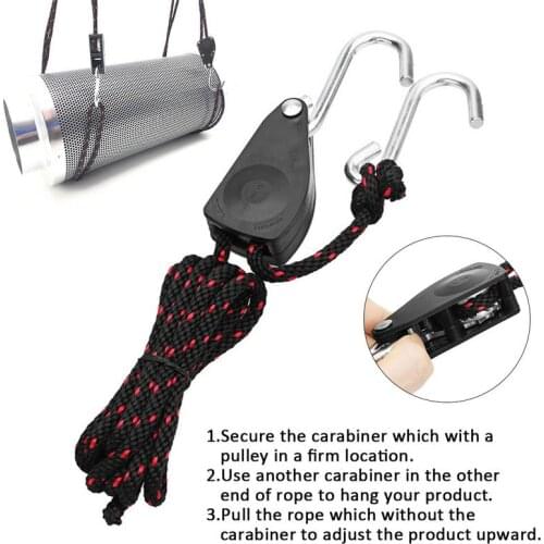 1 Pair Grow Light Rope Hangers Heavy Duty Adjustable Reflector Gears 1/4"