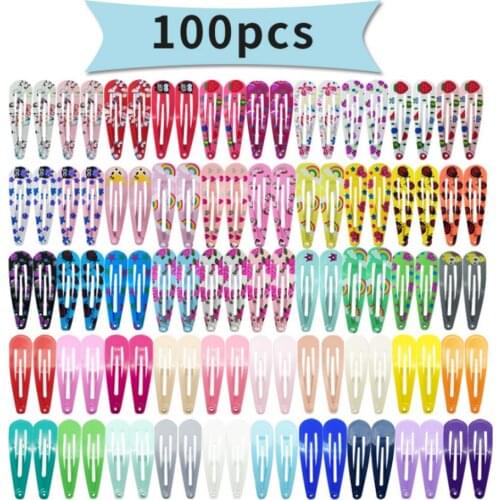 100PCS Girls Hair Clips, 2 In" No Slip Metal HairPin Snap Barrettes for Girls