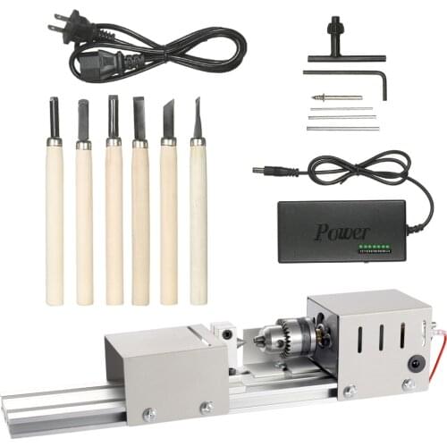 100W Mini Lathe DIY Woodworking Lathe Machine Beads Grinding and Polishing Machine Craft Rotary Machine Wood Working DIY