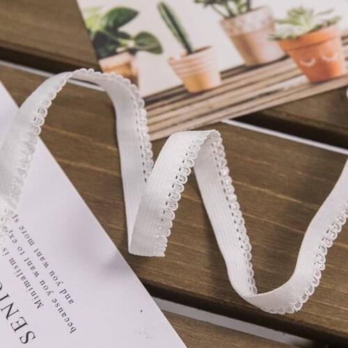 100Yds 10mm Elastic Lace Trim Edge White Stretch Bands Rubber Bands for Headbands Ribbon Underwear Pants Bra