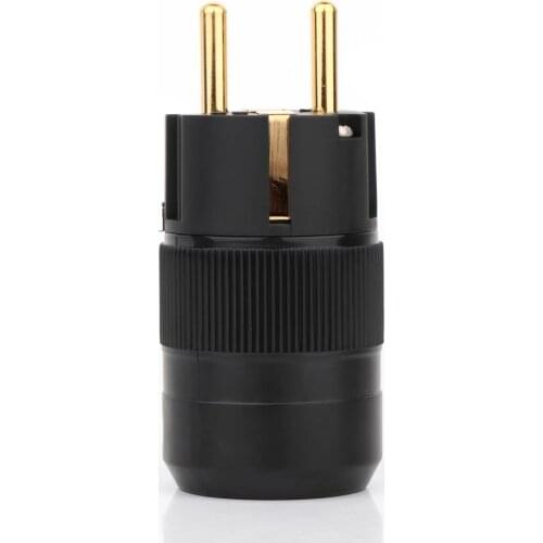 2 piecesHi-end Gold plated brass EU Male plug hifi schuko Power cable connectors