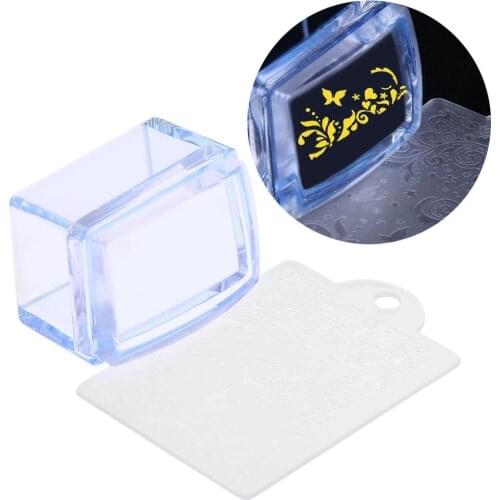 2pcs/Set Silicone transparent nail art stamping kit Nail Stamper manicure plate stamp polish Stencil template seal stamper