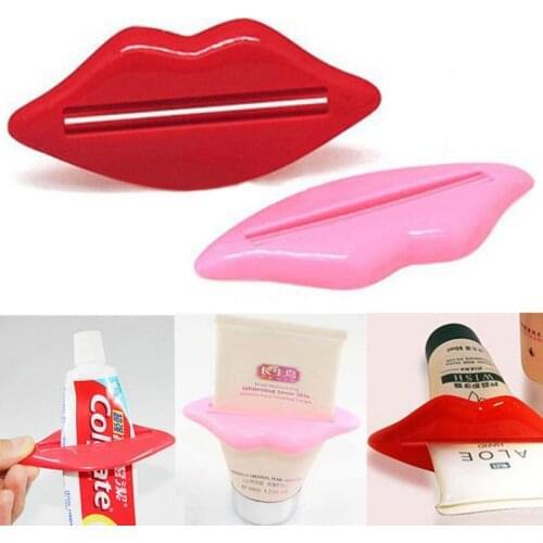 2Pcs Easy Toothpaste Dispenser Lip Shape Plastic Tooth Paste Tube Squeezer Useful Toothpaste Rolling Holder for Home Bathroom